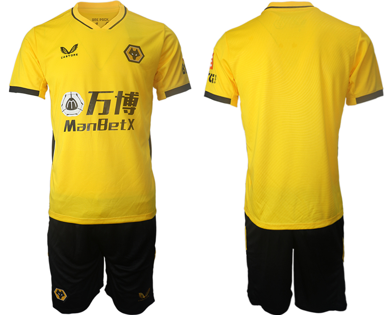 Men 2021-2022 Club Wolverhampton Wanderers home yellow blank Soccer Jersey